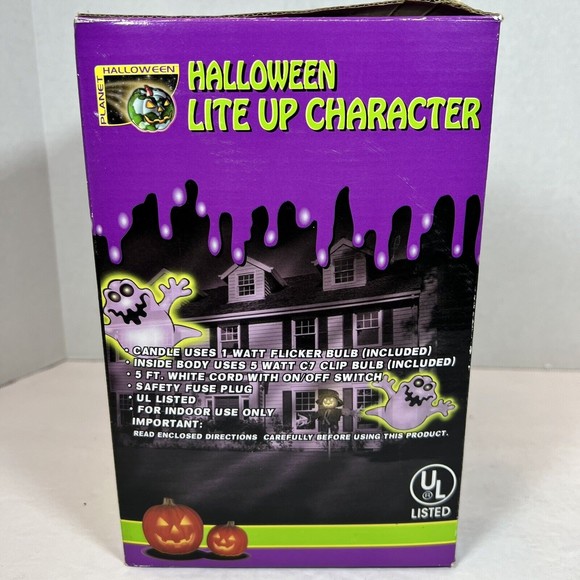 VTG Lighted Pumpkin Scarecrow Plastic Halloween Corded On/Off Switch With Box - Picture 9 of 9